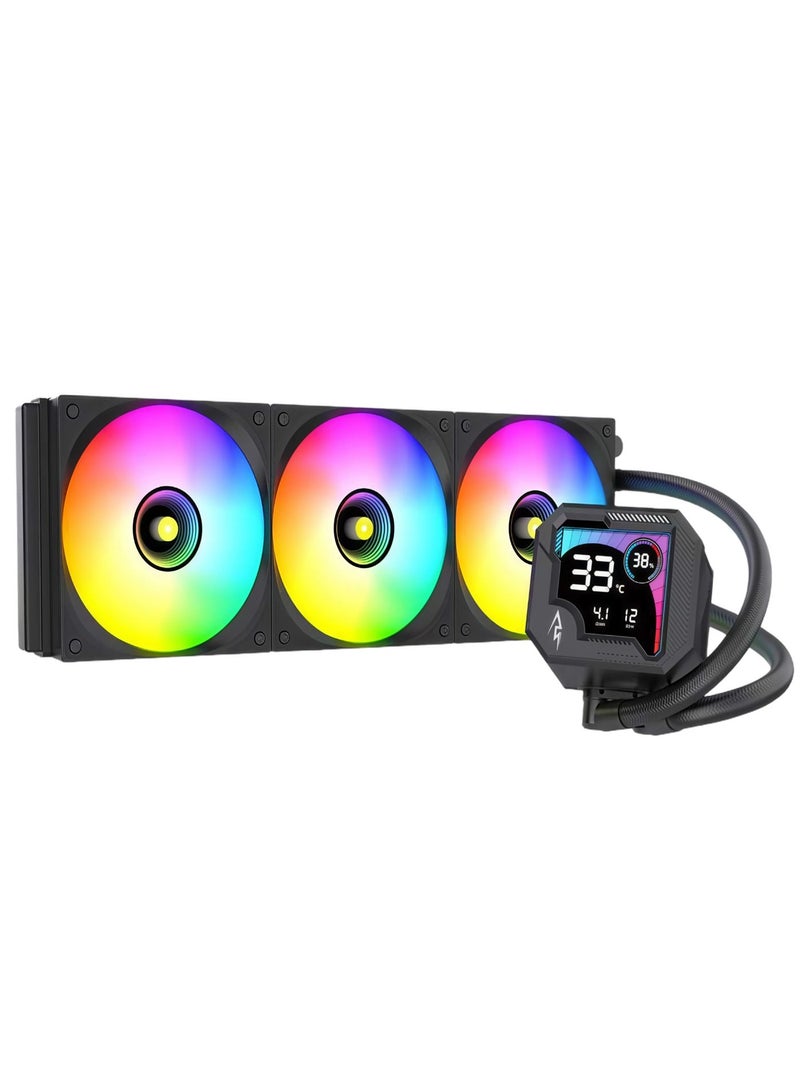 Spear PC GUARD X360 360mm CPU Liquid Cooler with LCD Display, Dual 120mm PWM ARGB Fans, Hydraulic Pump, Quiet Cooling, Intel & AMD Compatible - Image 1